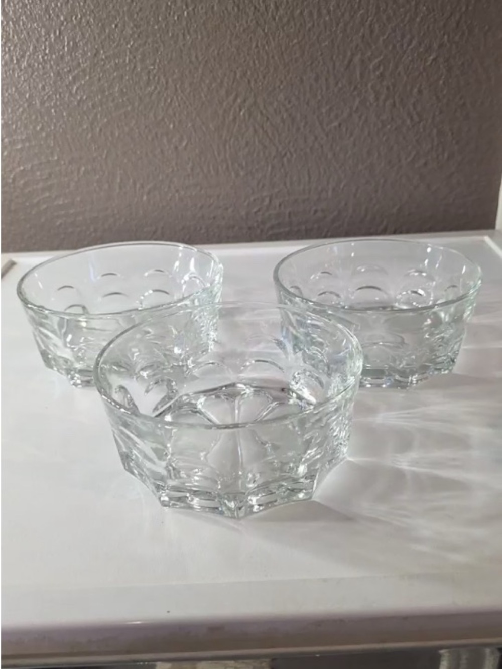 Clear Glass Dessert Bowls - Set of 3 by